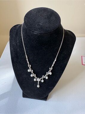 Premier Designs Silver-Tone Necklace with White Pearl Drops